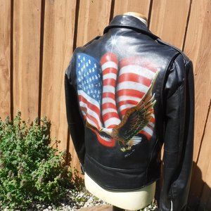 Motorcycle Jacket Vintage Black Leather Mens Sz 40